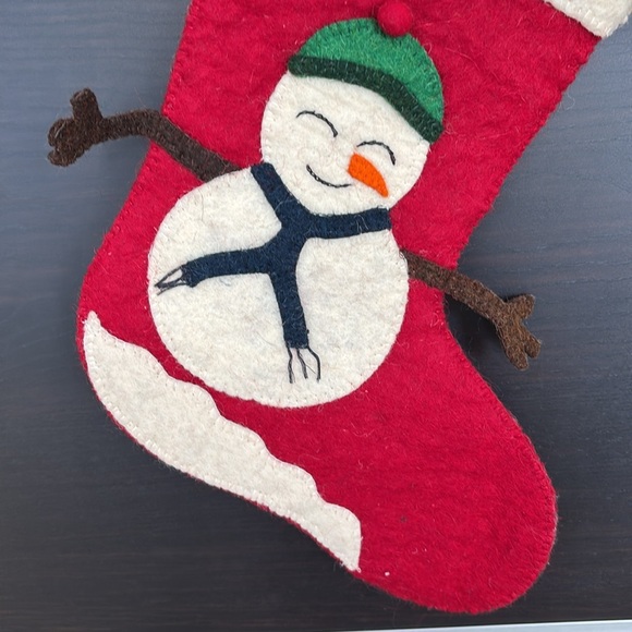 Arcadia Home Cream and Red Jolly Snowman Holiday Stocking - Picture 5 of 12